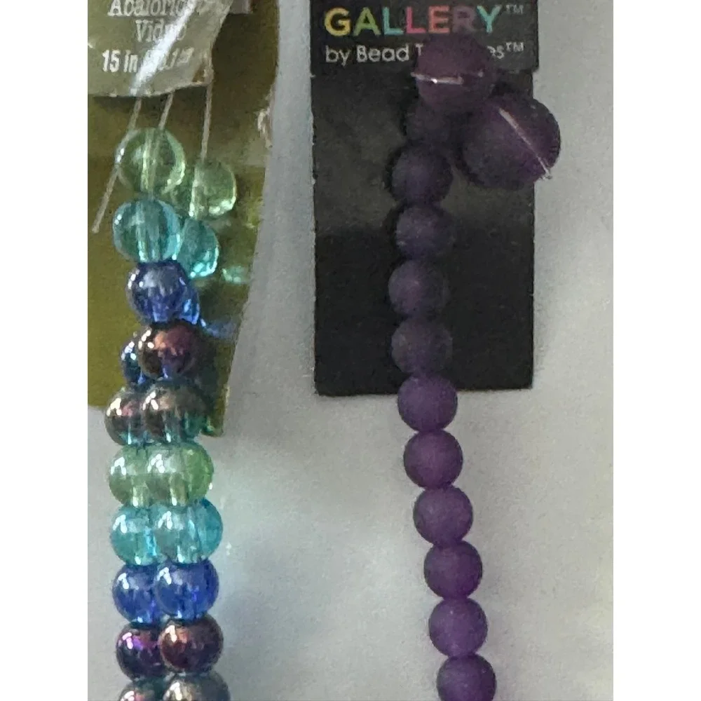Bead Landing & Bead Treasures Glass Acrylic Beads Lot Purple Blue Iridescent 4ct